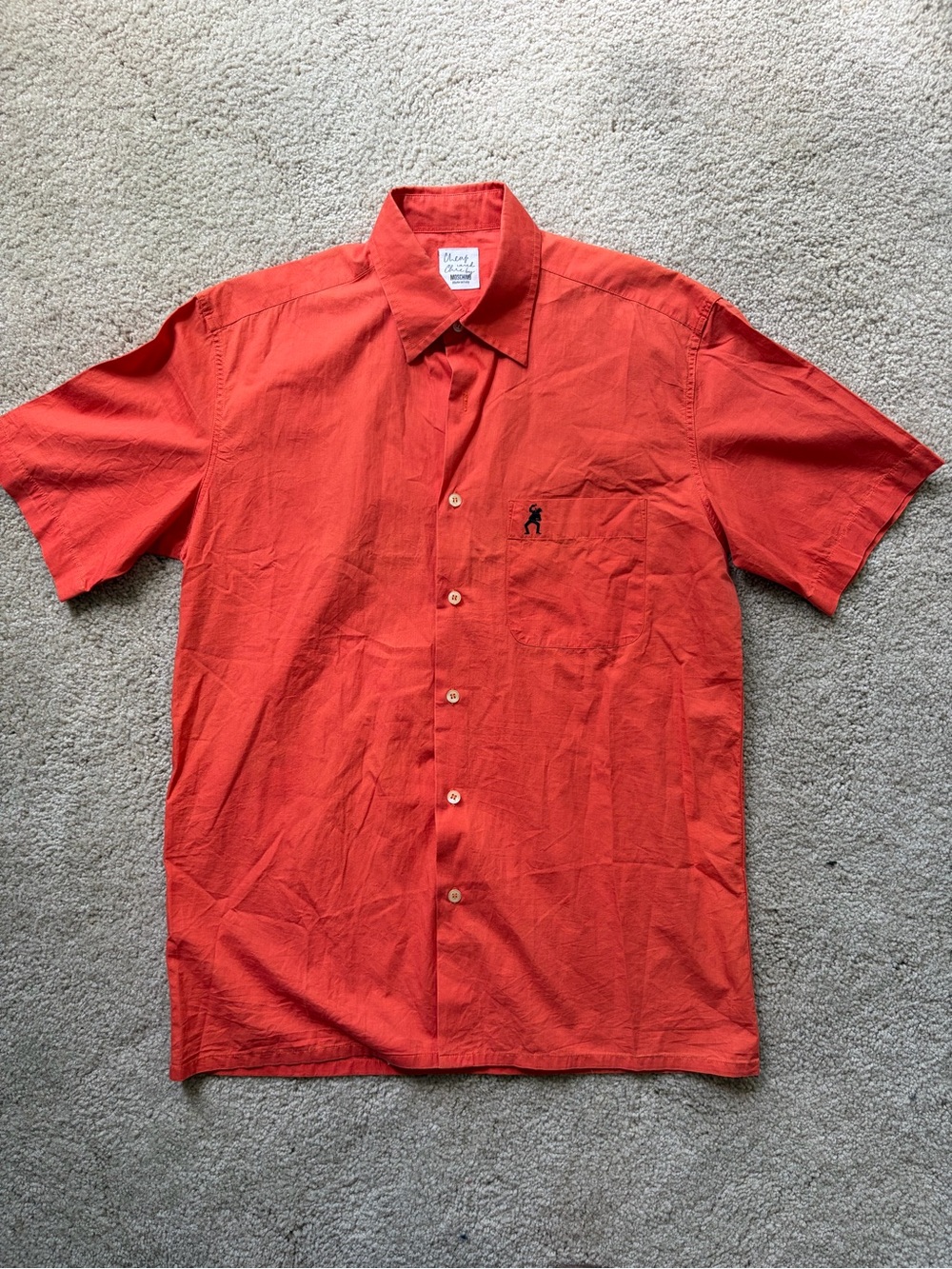 Moschino men’s Cheap and Chic Vintage Red Silk Blouse Y2K Italian Made 39/15½